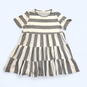 Women’s Gray and White Striped Dress